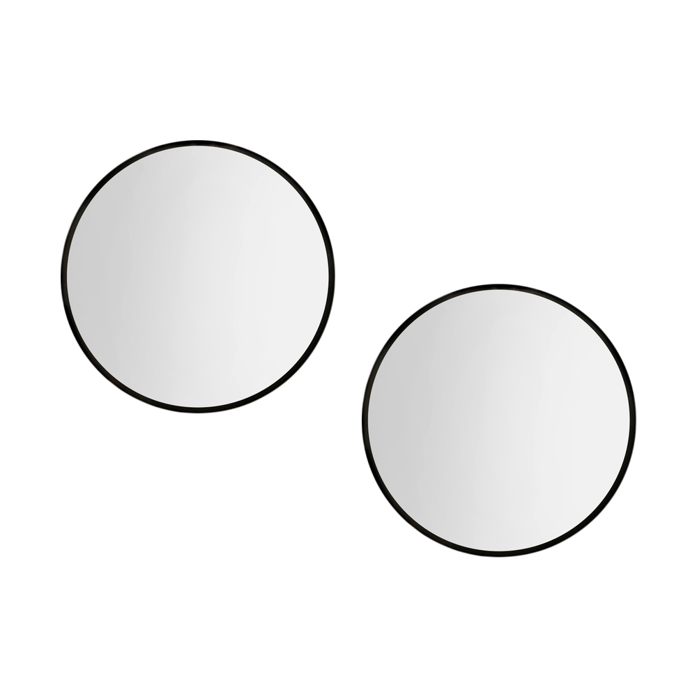 MM-E-WALL-ROU-BK-50-X2-202503171500-00 Embellir 2 Wall Mirror Makeup 50cm Home Decor Framed Mirrors Bathroom Round Black - Image 1