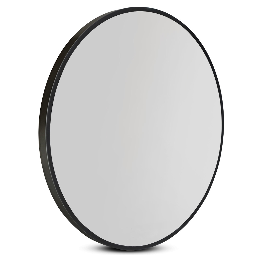 MM-WALL-ROU-BK-60-00 Embellir Wall Mirror Makeup 60cm Home Decor Framed Mirrors Bathroom Round Black - Image 1
