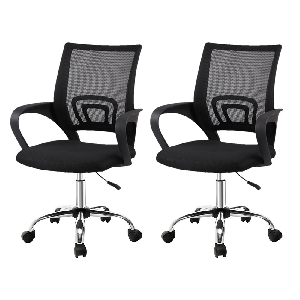 OCHAIR-G-2004-BKX2-202505011206-00 Artiss 2x Mesh Office Chair Mid Back Black - Image 1