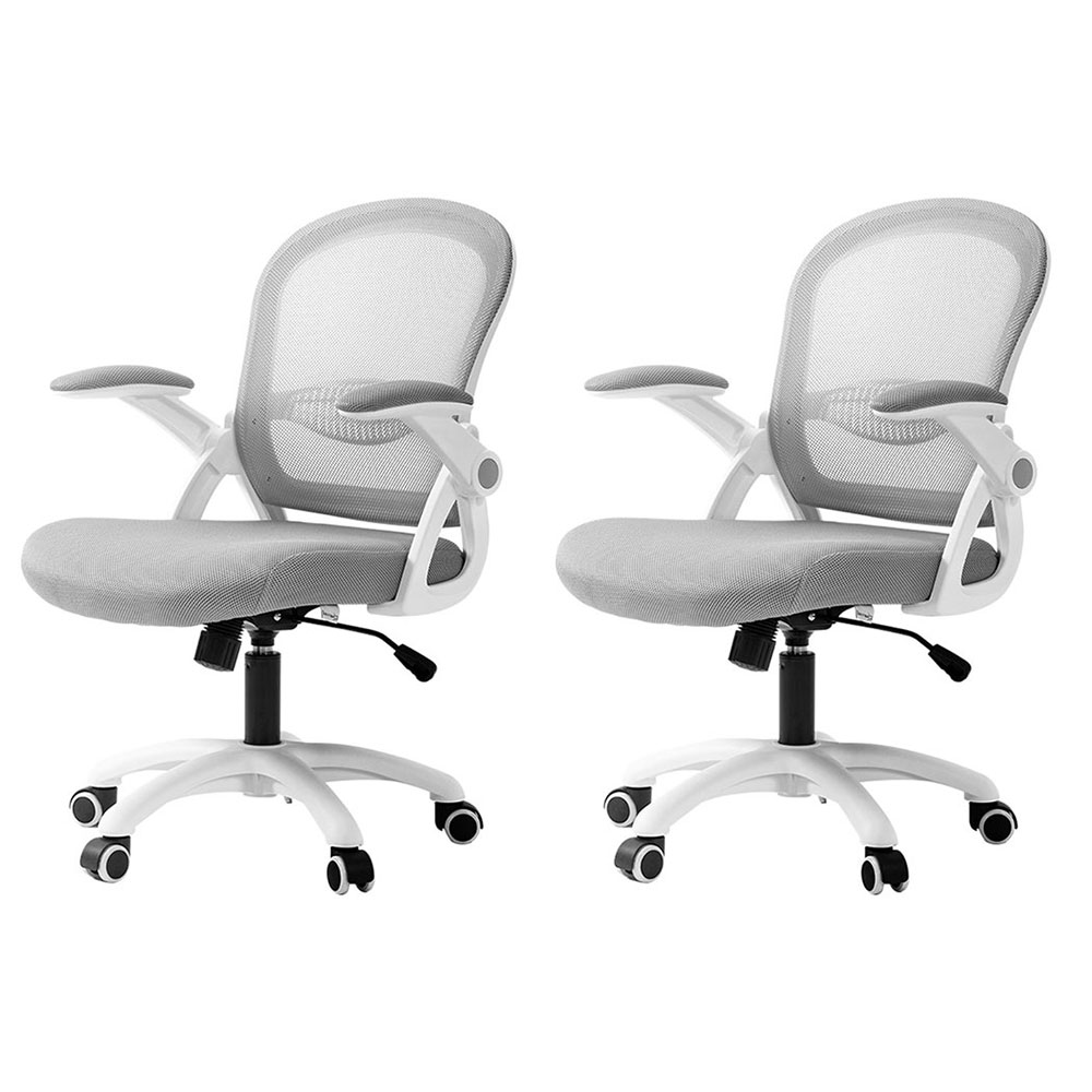 OCHAIR-G-2013-WH-GYX2-202503281536-00 Artiss 2x Mesh Office Chair Computer Gaming Desk Chairs Work Study Mid Back Grey - Image 1