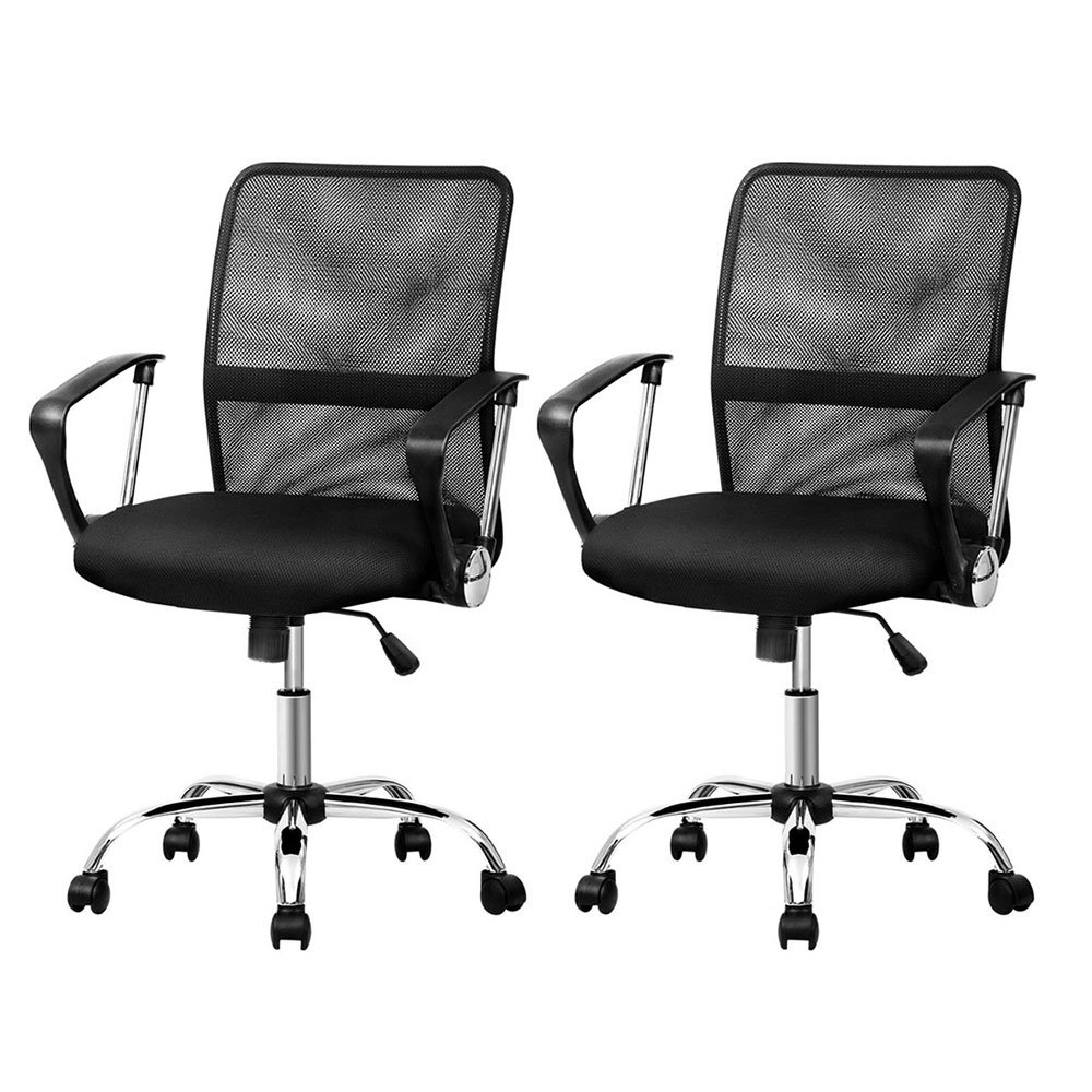 OCHAIR-G-8009L-BKX2-202505201612-00 Artiss 2x Mesh Office Chair Mid Back Black - Image 1