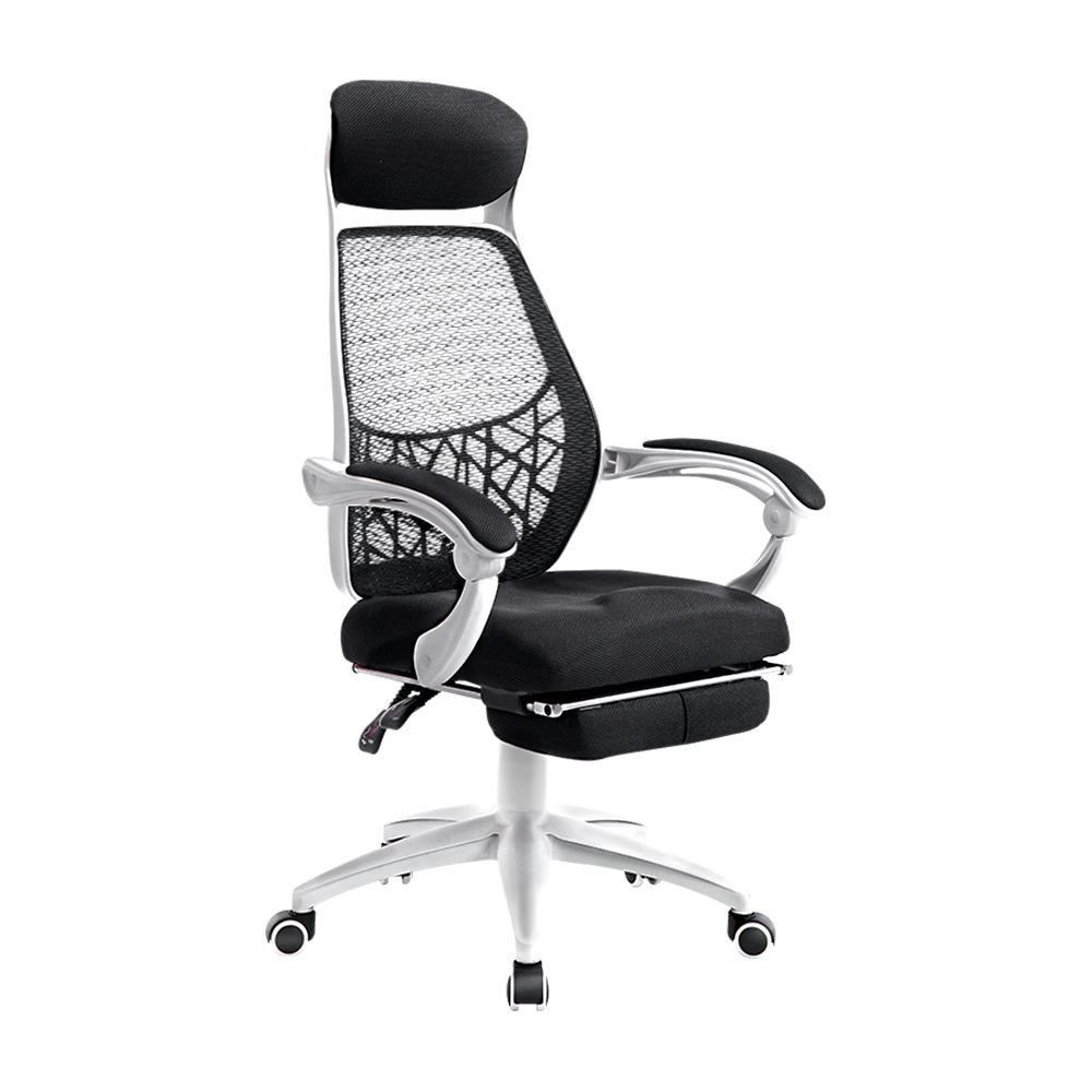 OCHAIR-H-996-WH-BK-21044-00 Artiss Mesh Office Chair Recliner Black White - Image 1