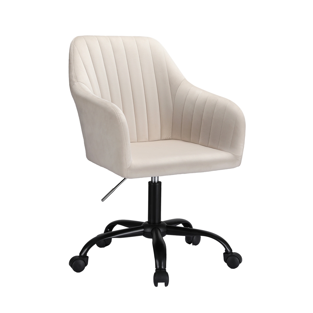 OCHAIR-H-DL22-CR-174912-00 Artiss Office Chair Velvet Seat Cream - Image 1