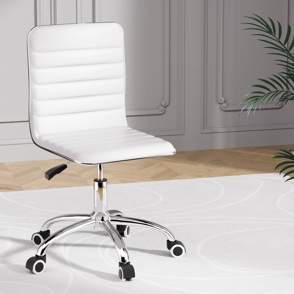 OCHAIR-K-REPL-WH-120199-04 Artiss Office Chair Conference Chairs PU Leather Low Back White - Image 1
