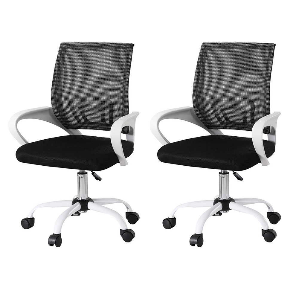 OCHAIR-L-2004-WHX2-202503171504-00 Artiss 2x Office Chair Mesh Computer Gaming Desk Chairs Work Study Mid Back - Image 1
