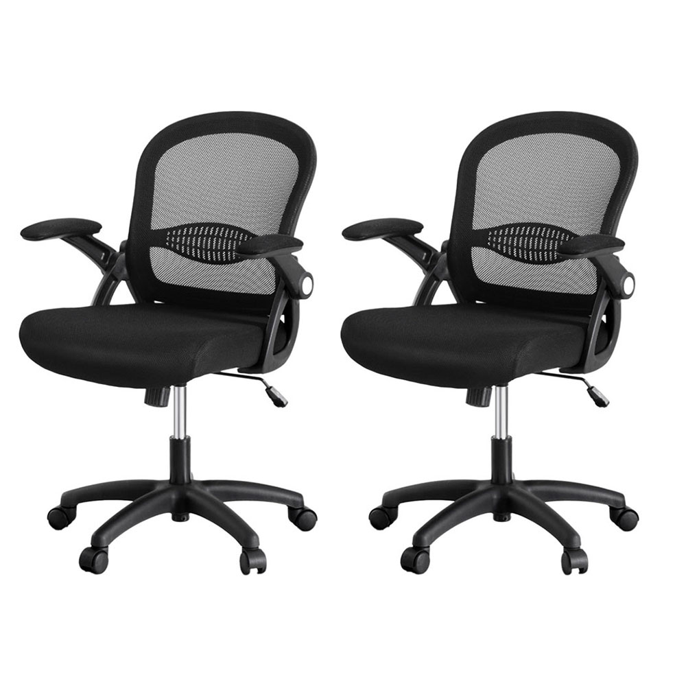 OCHAIR-L-2013-BKX2-202503171504-00 Artiss 2x Mesh Office Chair Computer Gaming Desk Chairs Work Study Mid Back - Image 1
