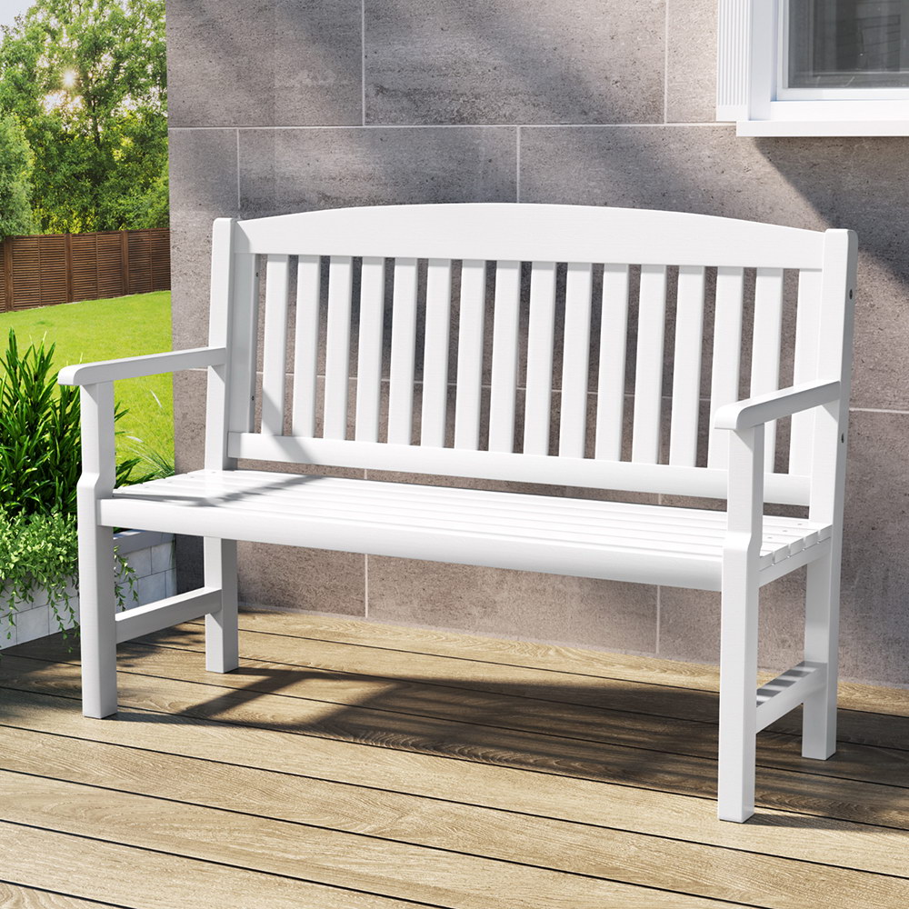 ODB-4412W-WH-52882-06 Gardeon Outdoor Garden Bench Wooden 2 Seater Lounge Chair Patio Furniture White - Image 1