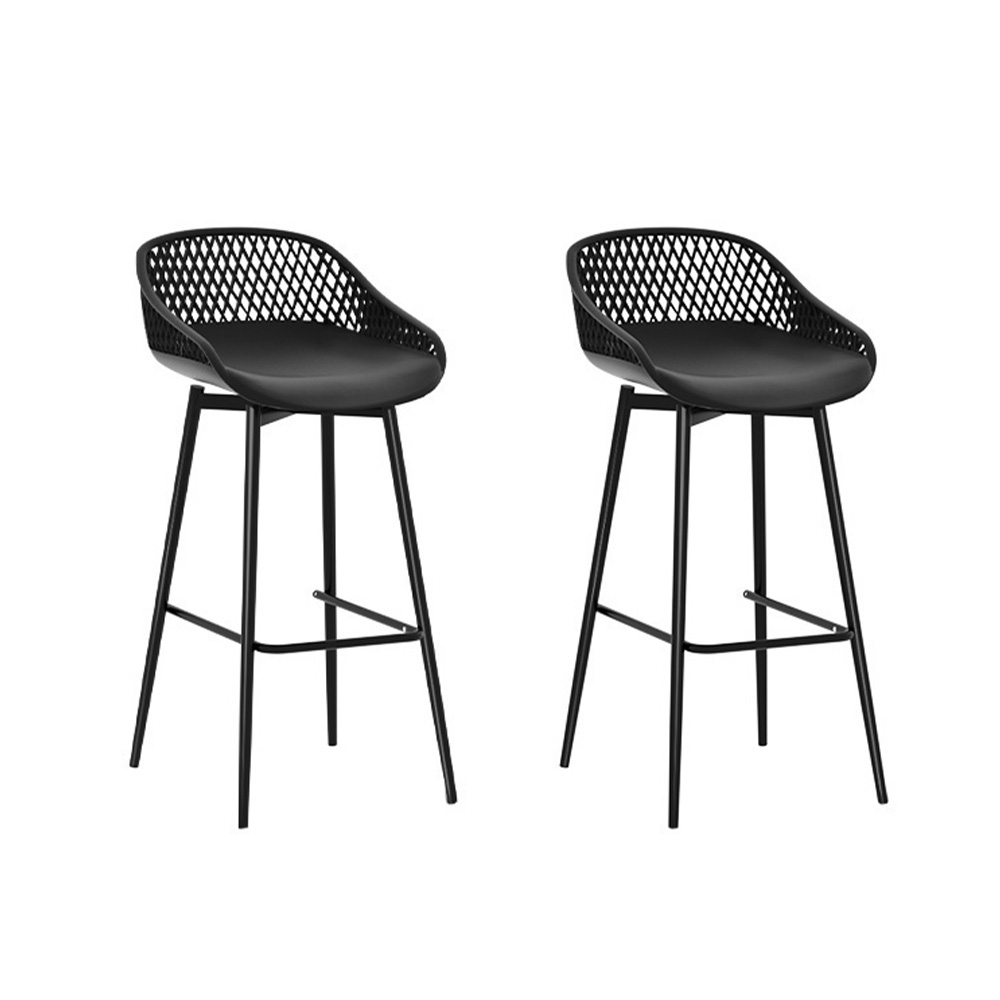 ODF-BA-CHAIR-PP-2X-173359-00 Gardeon 2x Outdoor Bar Stools Plastic Black - Image 1