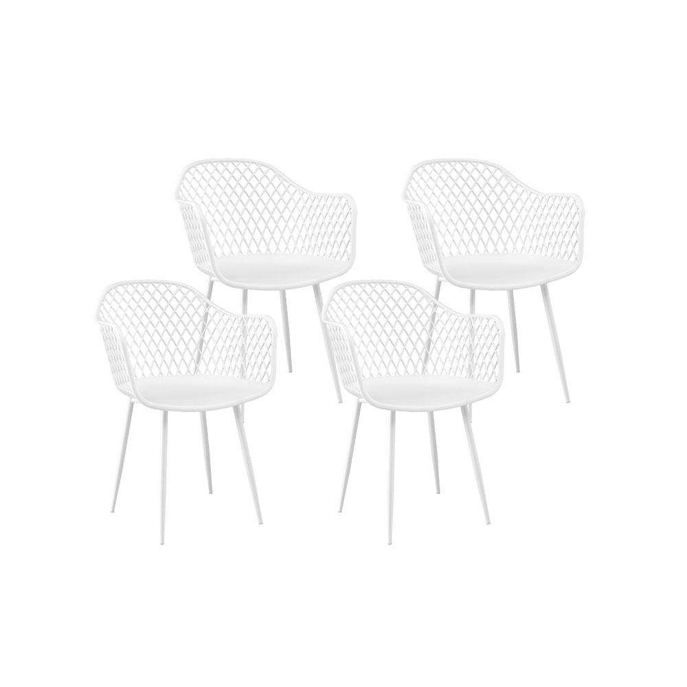 ODF-CHAIR-PP130-WH-4X-191719-00 Gardeon 4PC Outdoor Dining Chairs PP Lounge Chair Patio Furniture Garden White - Image 1