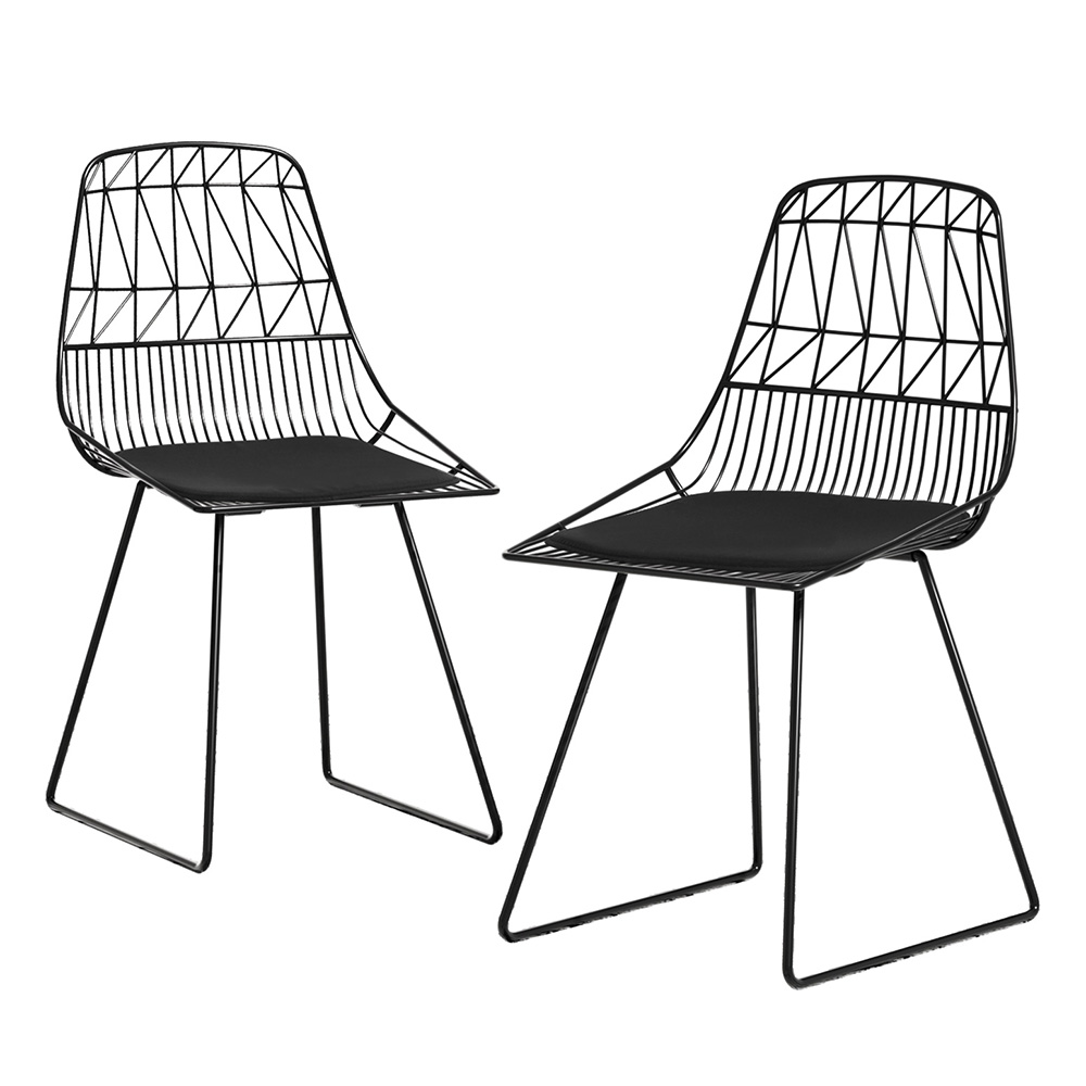 ODF-CHAIR-ST8001-2X-BK-150739-00 Gardeon 2PC Outdoor Dining Chairs Steel Lounge Chair Patio Garden Furniture - Image 1