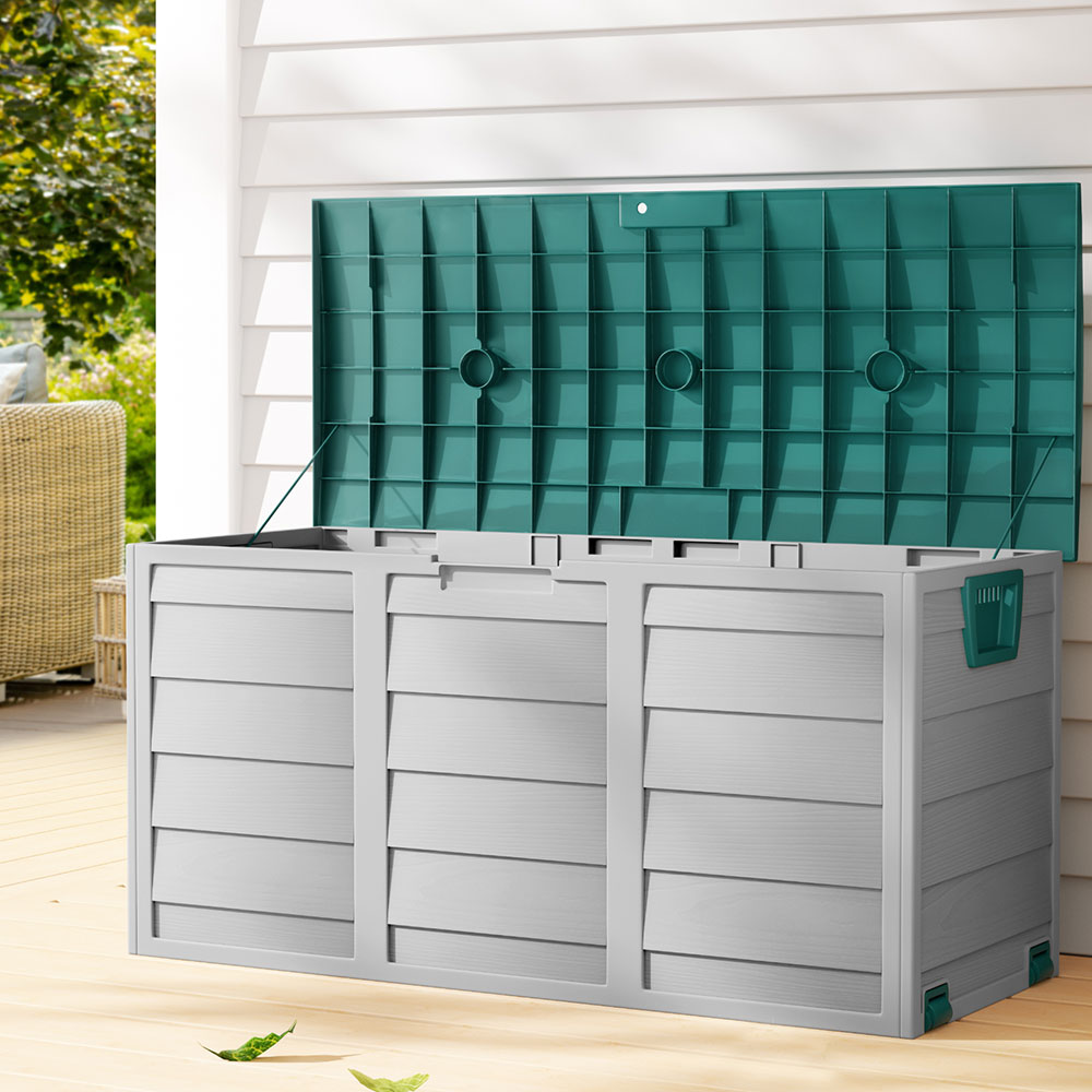 OSB-290L-GB-202502281632-00 Gardeon Outdoor Storage Box 290L Lockable Organiser Garden Deck Shed Tool Green - Image 1