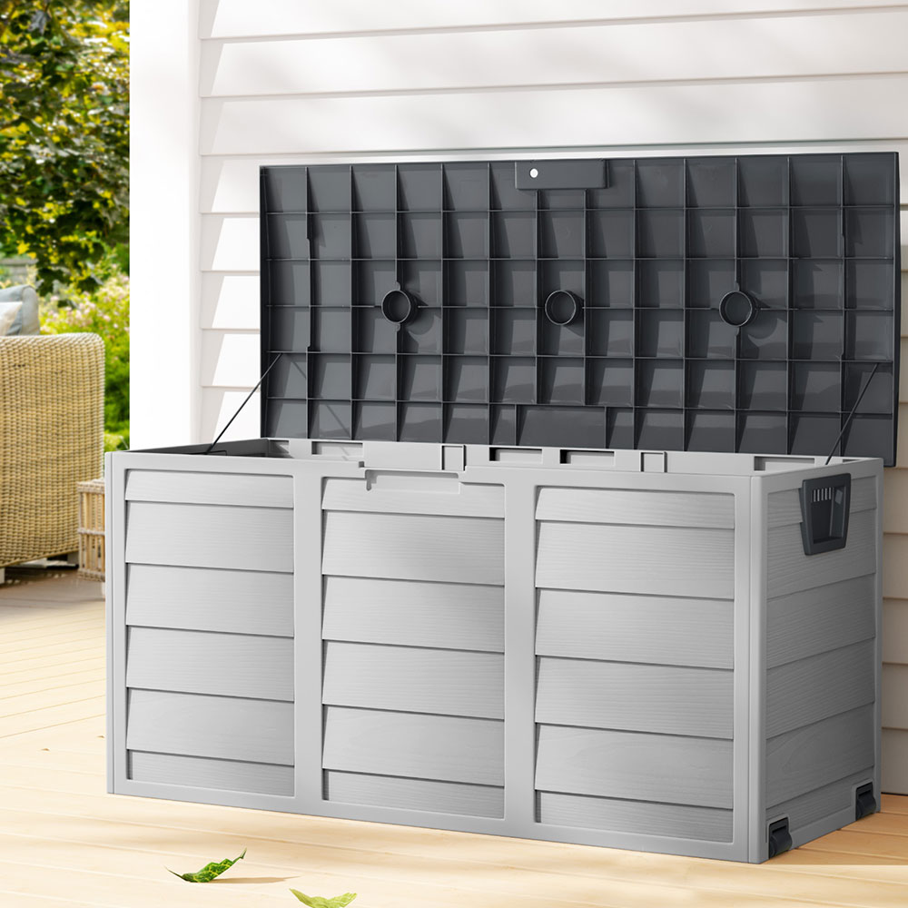 OSB-290L-GG-202502281632-00 Gardeon Outdoor Storage Box 290L Lockable Organiser Garden Deck Shed Tool Grey - Image 1
