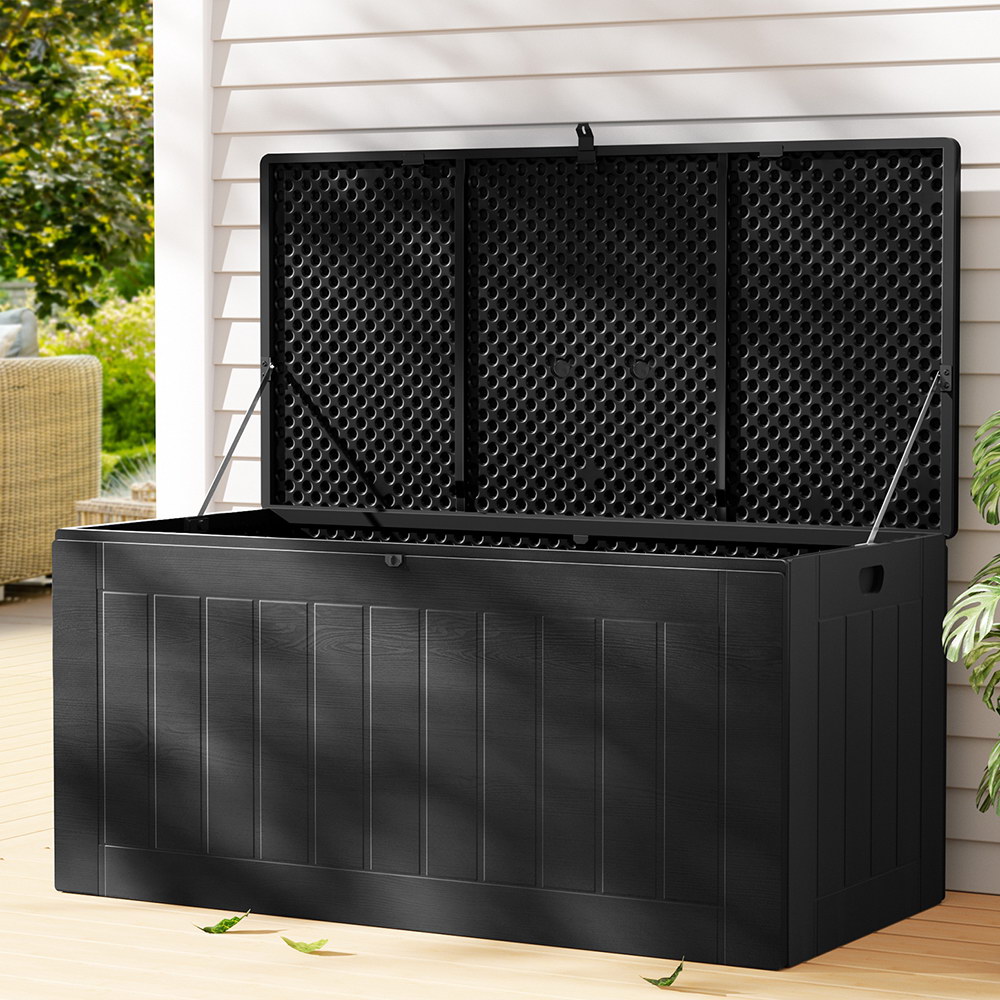 OSB-S830-ABK-183602-06 Gardeon Outdoor Storage Box 830L Container Lockable Bench Tool Shed All Black - Image 1