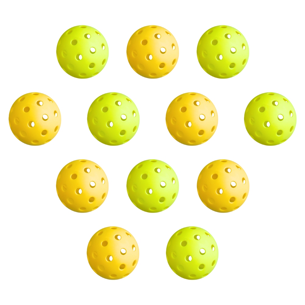 PB-B-12PCS-YG-202506191528-00 Everfit 12PC Pickleballs Set 40-Hole Design Indoor Outdoor Durable PE Balls Green/Yellow - Image 1