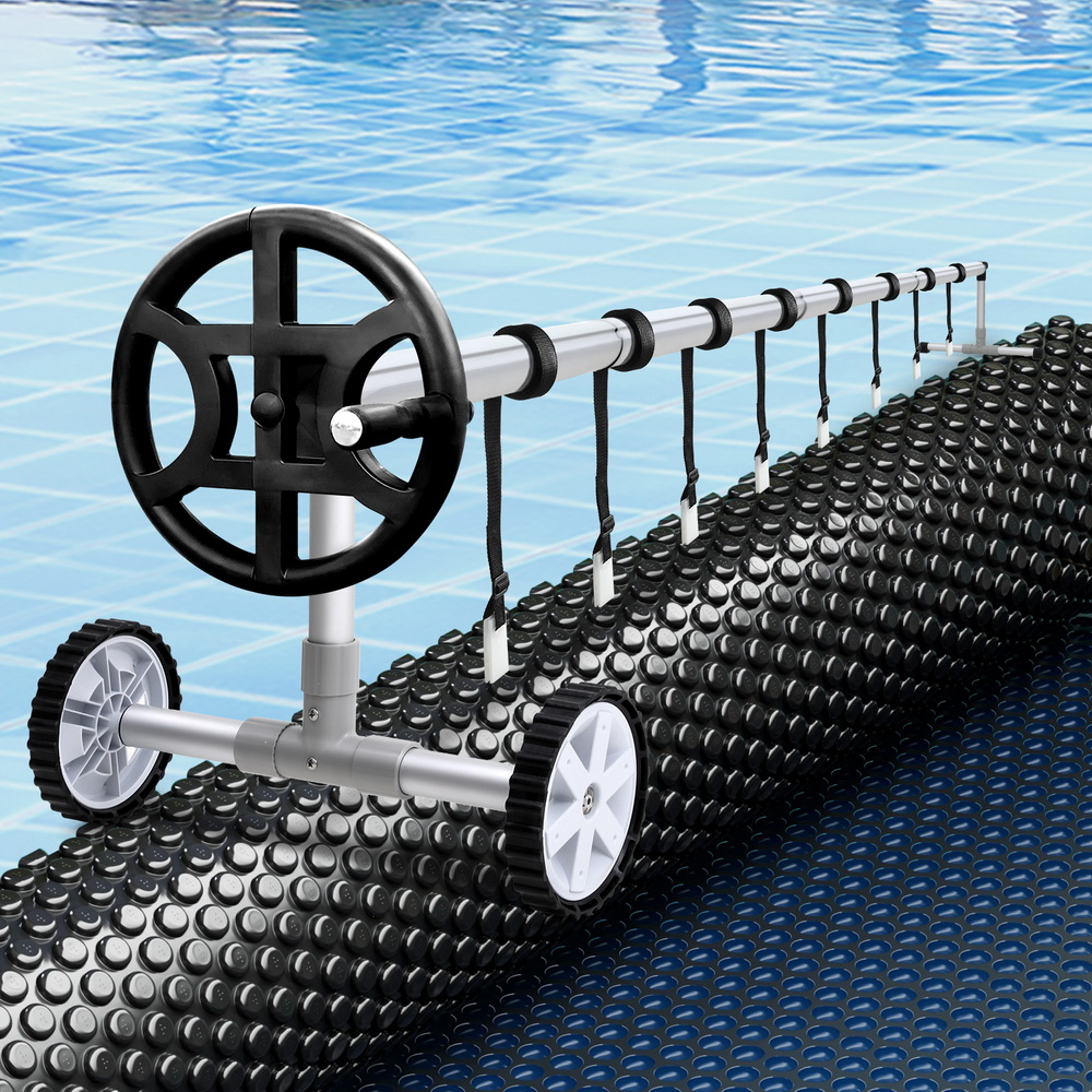 PC-65X30-L-BK-BL-40ROL-191834-04 Aqua Buddy Pool Cover 600 Micron 6.5x3m w/ Roller 4m Swimming Pools Black Solar Blanket - Image 1