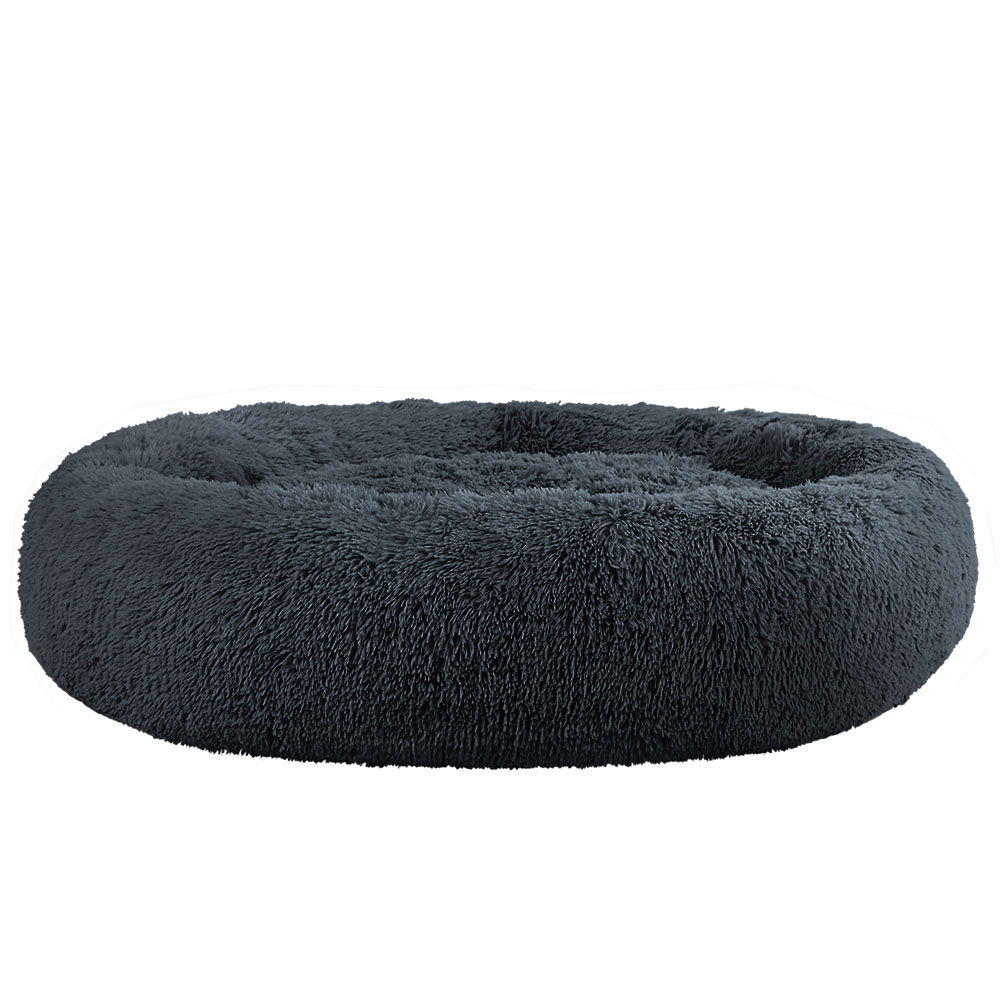 PET-BED-D110-DKGR-24564-00 i.Pet Pet Bed Dog Cat 110cm Calming Extra Large Soft Plush Dark Grey - Image 1