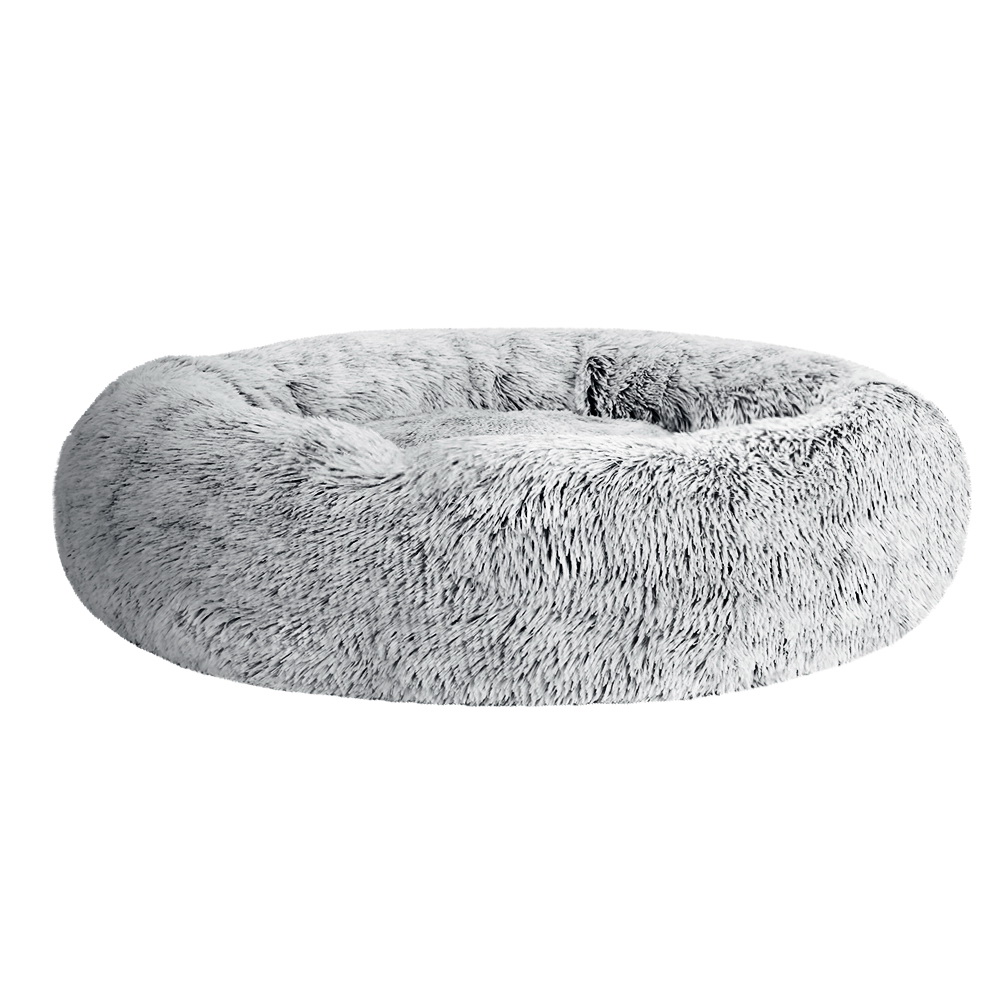 PET-BED-D90-CO-24570-00 i.Pet Pet Bed Dog Cat 90cm Large Calming Soft Plush Light Charcoal - Image 1