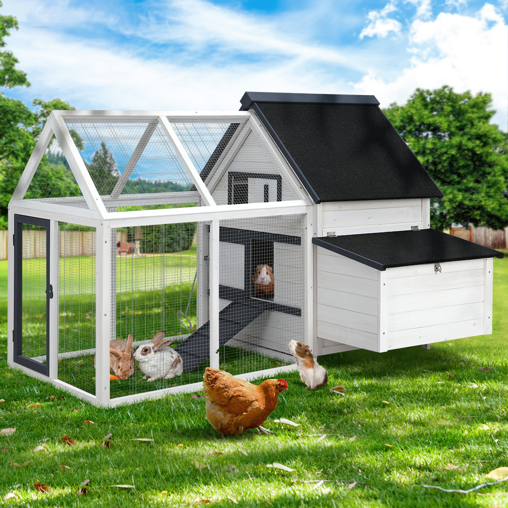 PET-CH-310026-WH-AB-202502281810-00 i.Pet Chicken Coop Rabbit Hutch 166cm x 120cm x 112cm Large Chicken Coop House Run Cage Wooden - Image 1
