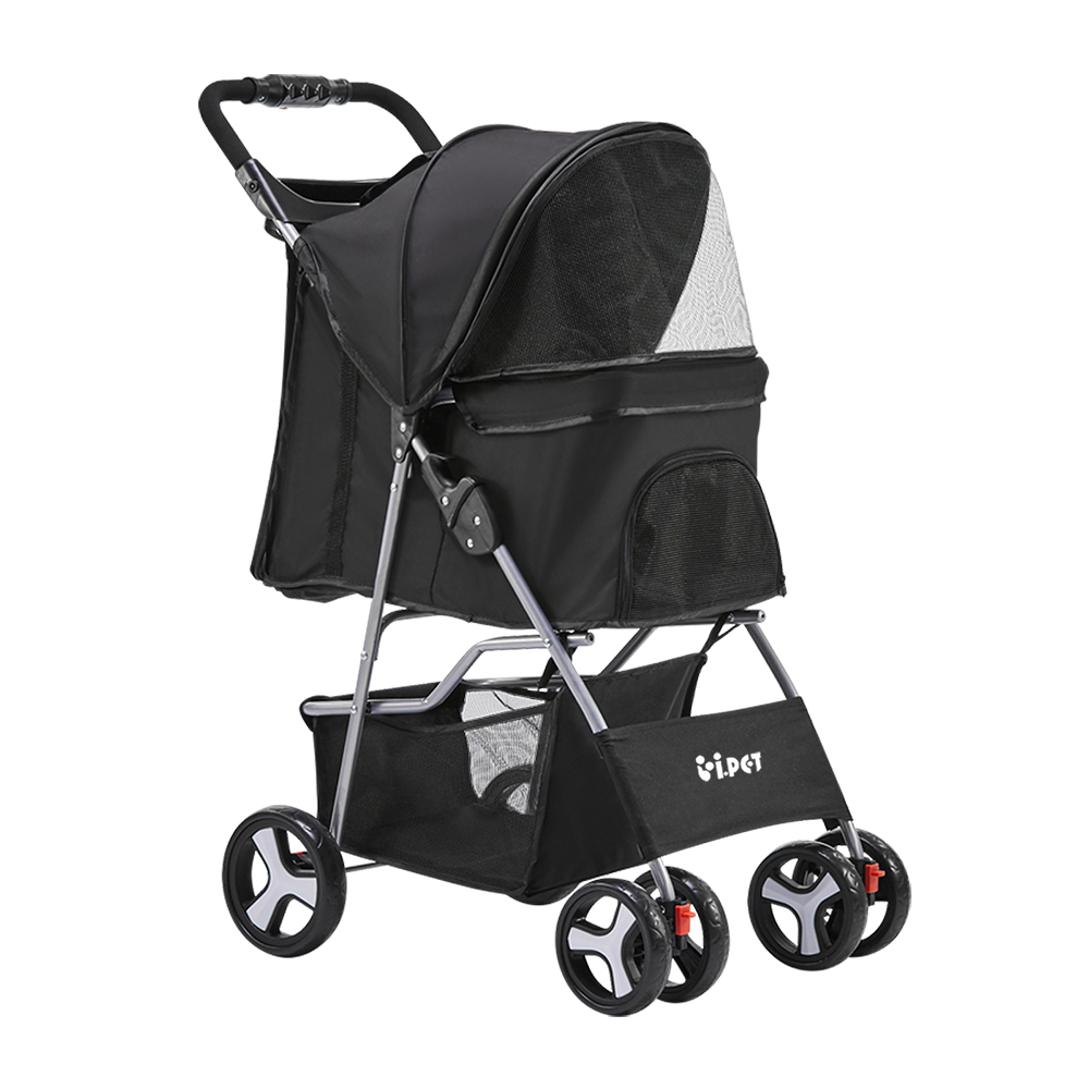 PET-STROLLER-4WL-BK-00 i.Pet 4 Wheel Pet Stroller - Black - Image 1