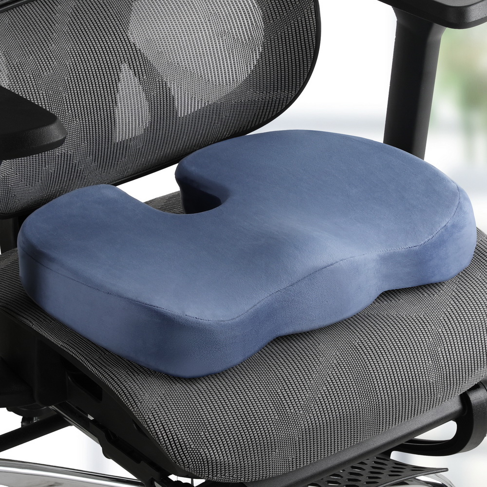 PILLOW-SEAT-BU-145631-06 Giselle Bedding Seat Cushion Memory Foam Pillow Back Pain Relief Chair Pad Blue - Image 1