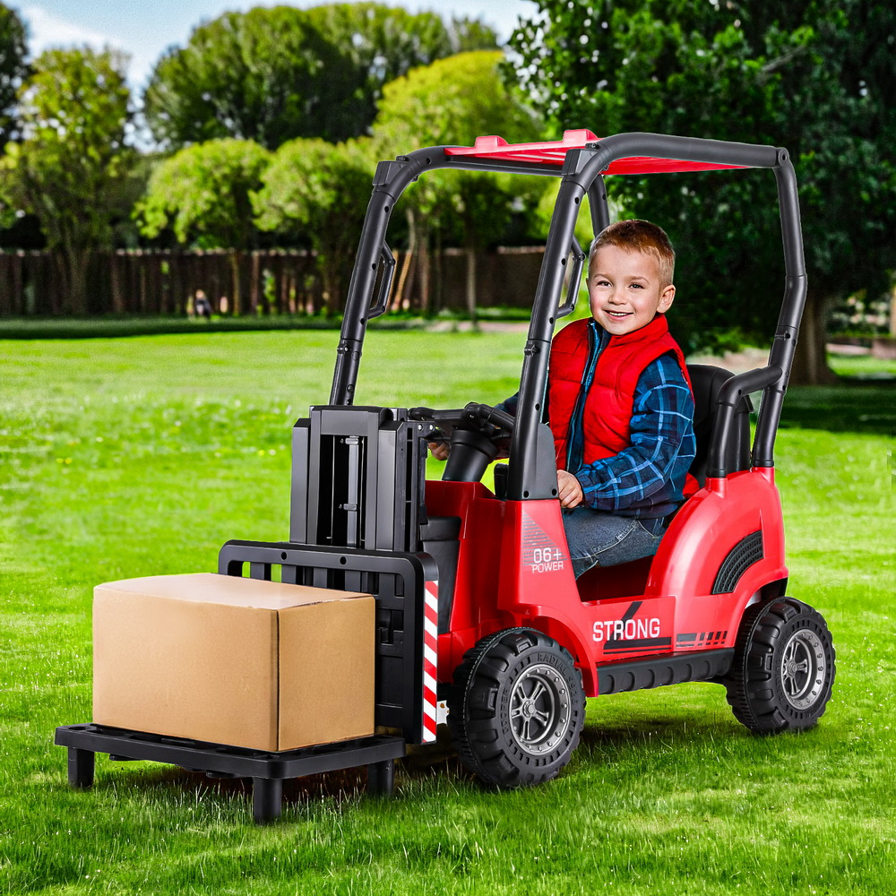 RCAR-FORKLIFT-RD-183415-06 Rigo Kids Electric Ride On Car Forklift Loader Toys Cars Horn Remote 12V Red - Image 1