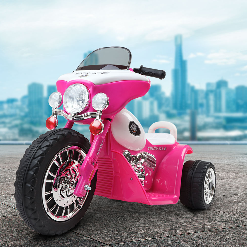 RCAR-MBIKE-POLICE-PK-202502281558-00 Rigo Kids Electric Ride On Patrol Police Car Harley-Inspired 6V Pink - Image 1