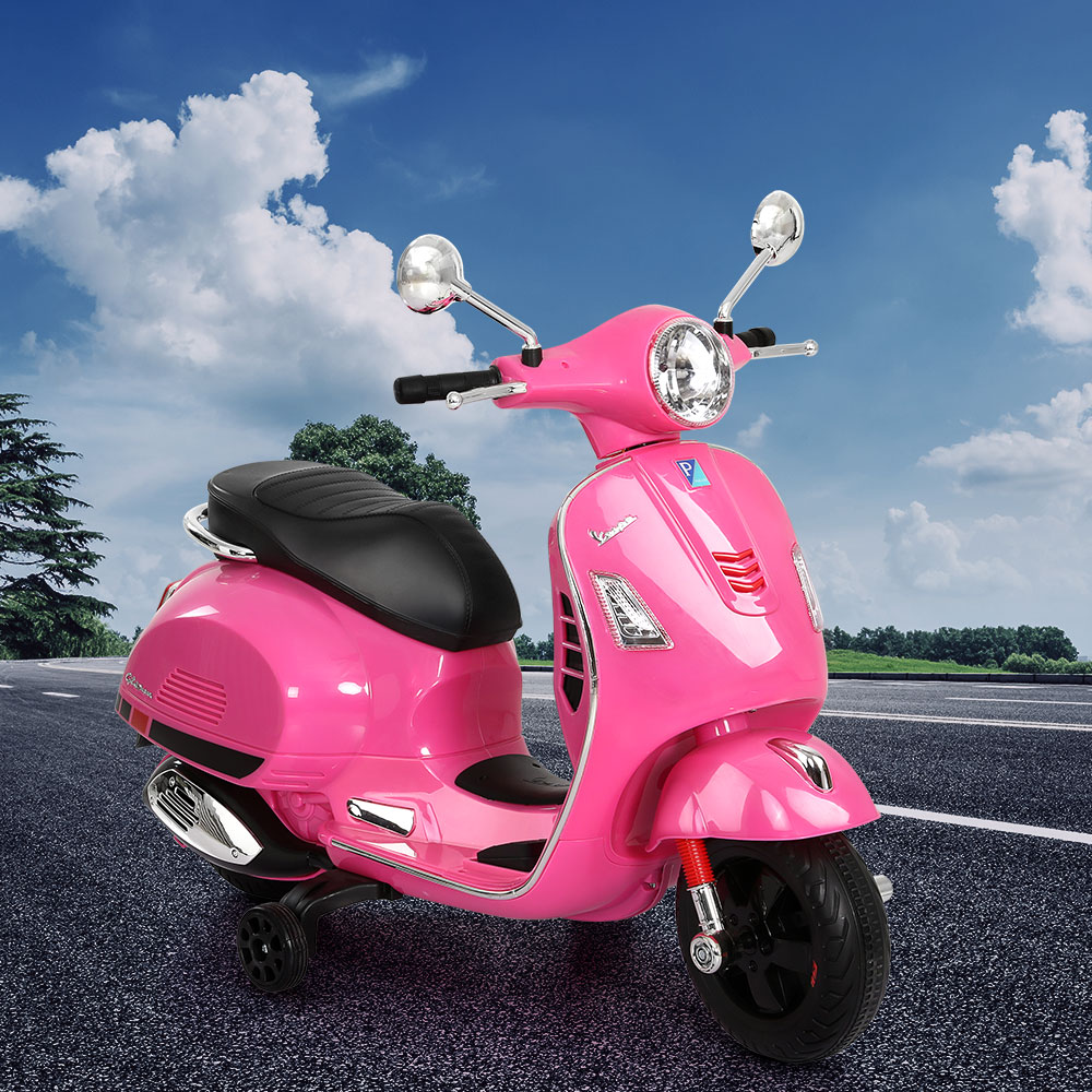 RCAR-MBIKE-VESPA-PK-95239-05 Kids Electric Ride On Car Motorcycle Motorbike Vespa Licensed GTS Pink - Image 1