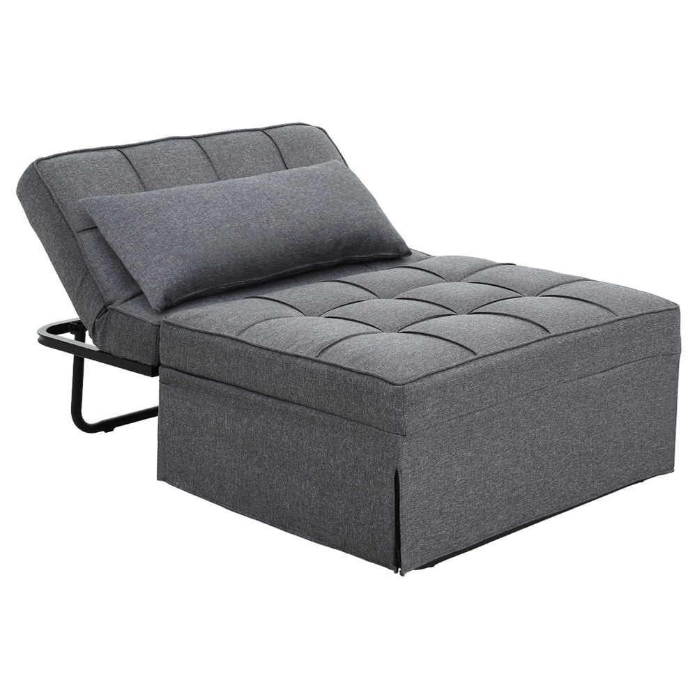SBED-E-FA-03-GY-189496-00 Artiss Sofa Bed Lounge Convertible Ottoman 1 Seater Couch Recliner Linen Grey - Image 1