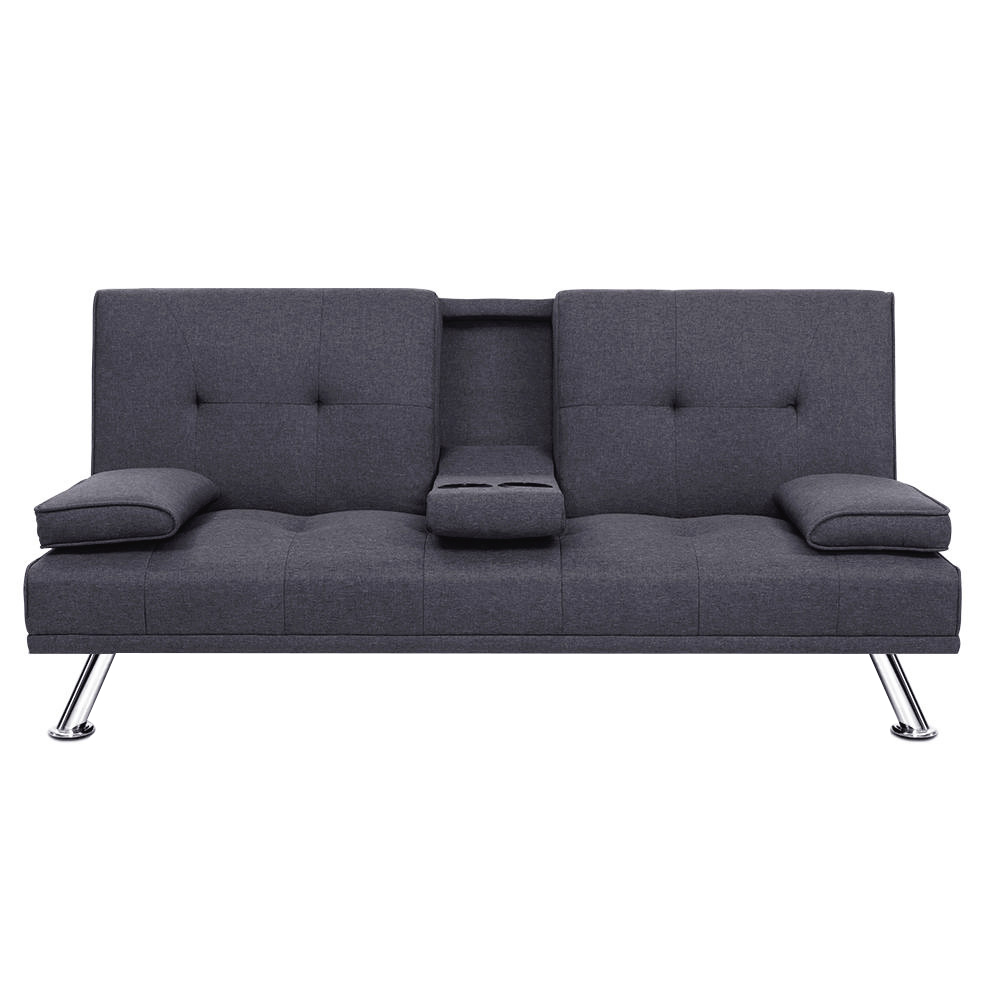 SBED-E-R1C-GY-202502281306-07 Artiss Sofa Bed 175CM Dark Grey Fabric - Image 1