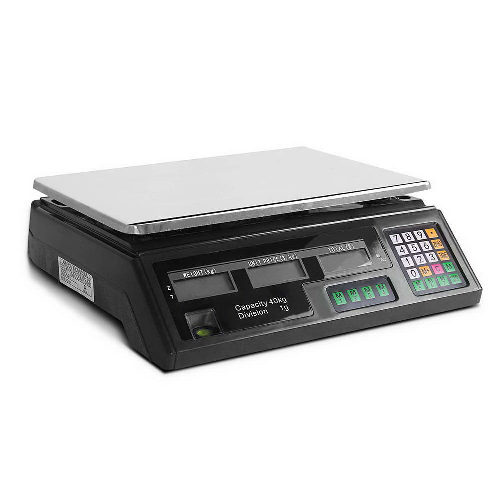 SCALE-SHOP-B-40KG-BK-18604-00 Emajin Scales Digital Kitchen 40KG Weighing Scales Platform Scales Black LCD - Image 1