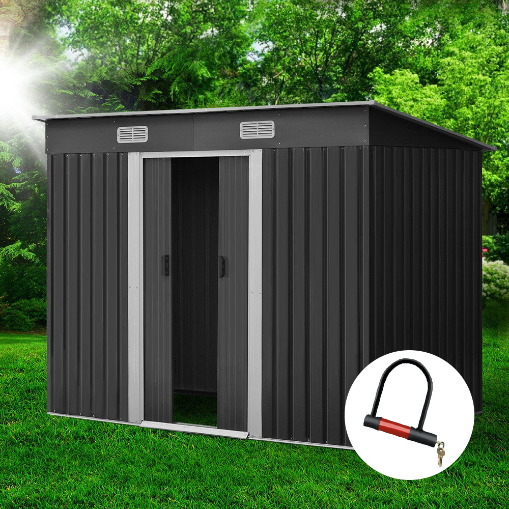 SHED-FLAT-4X8-ABC-202502281814-00 Giantz Garden Shed 2.38x1.31M Sheds Outdoor Storage Tool Metal Workshop Shelter Sliding Door - Image 1