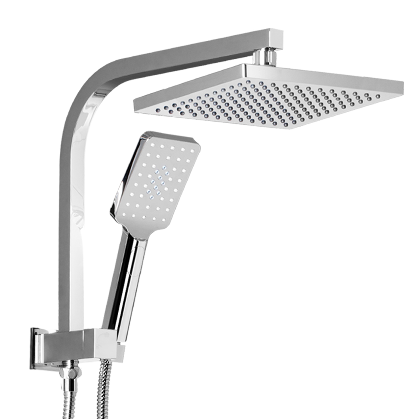 SHOWER-A2-SQ-8-SI-16306-00 Cefito 8'' Rain Shower Head Set Handheld Square High Pressure Chrome - Image 1