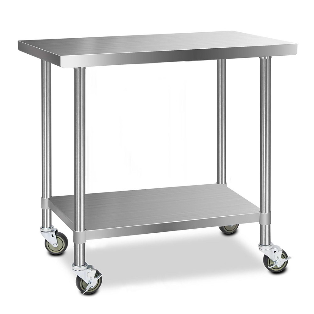 SSKB-304S-WHEEL-48-202502281926-07 Cefito 1219x610mm Stainless Steel Kitchen Bench with Wheels 304 - Image 1