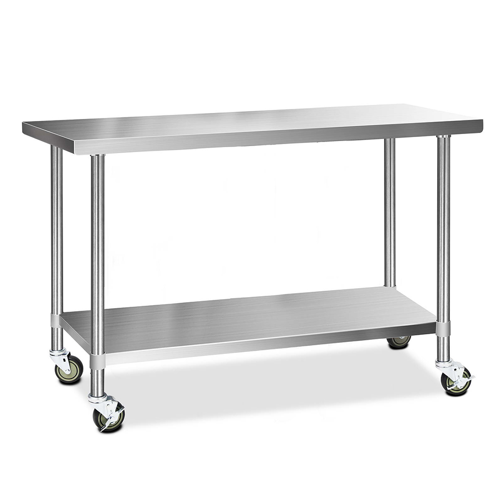 SSKB-430S-WHEEL-60-18836-00 Cefito 1524x610mm Stainless Steel Kitchen Bench with Wheels 430 - Image 1