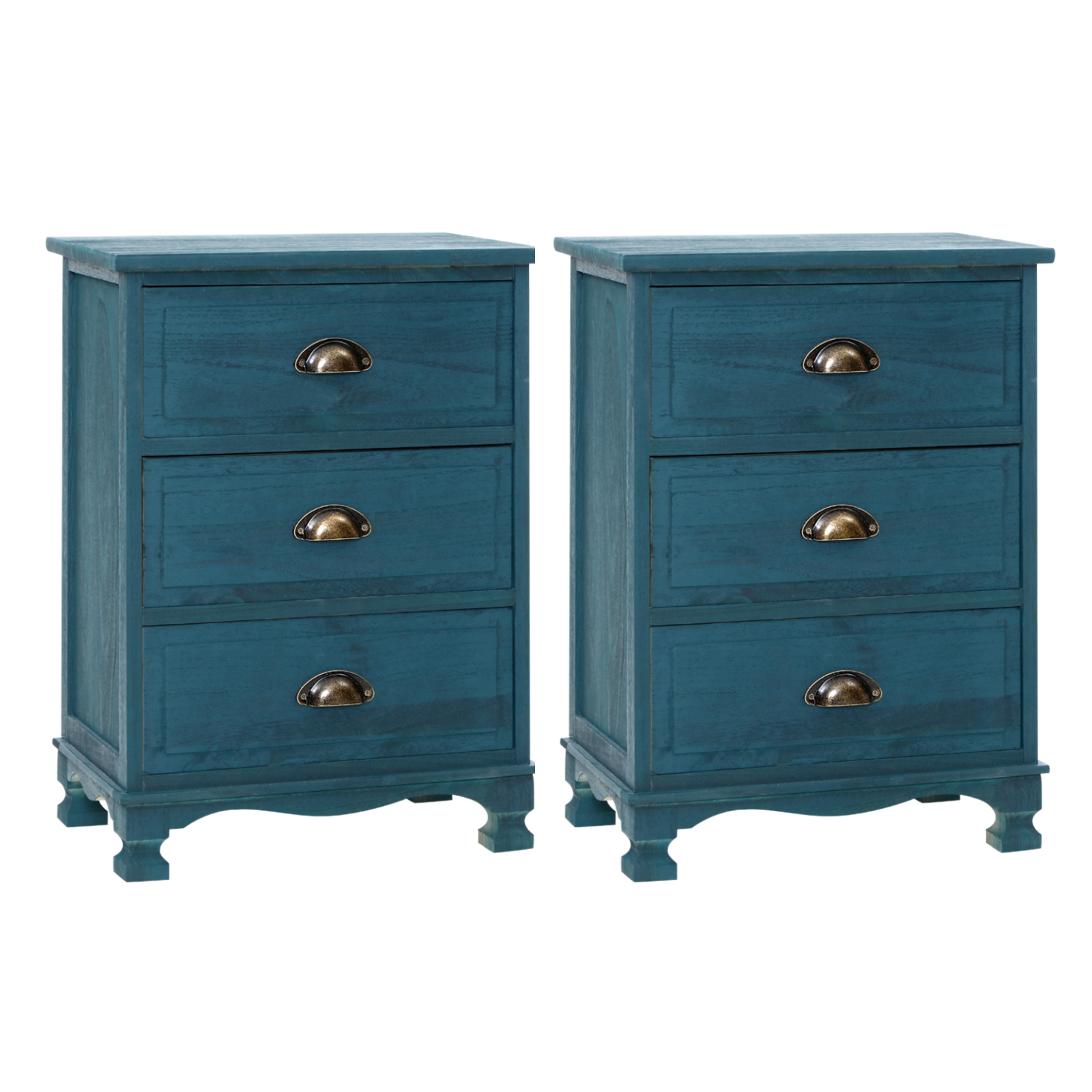 ST-CAB-B-VIN3D-BUX2-202505231800-00 Artiss 2x Bedside Table 3 Drawers Vintage - THYME Blue - Image 1