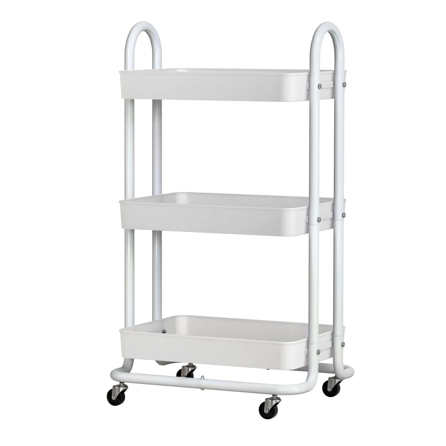STR-3T-80-WH-150688-00 Artiss Storage Trolley Kitchen Cart 3 Tiers Rack Shelf Organiser Wheels White - Image 1