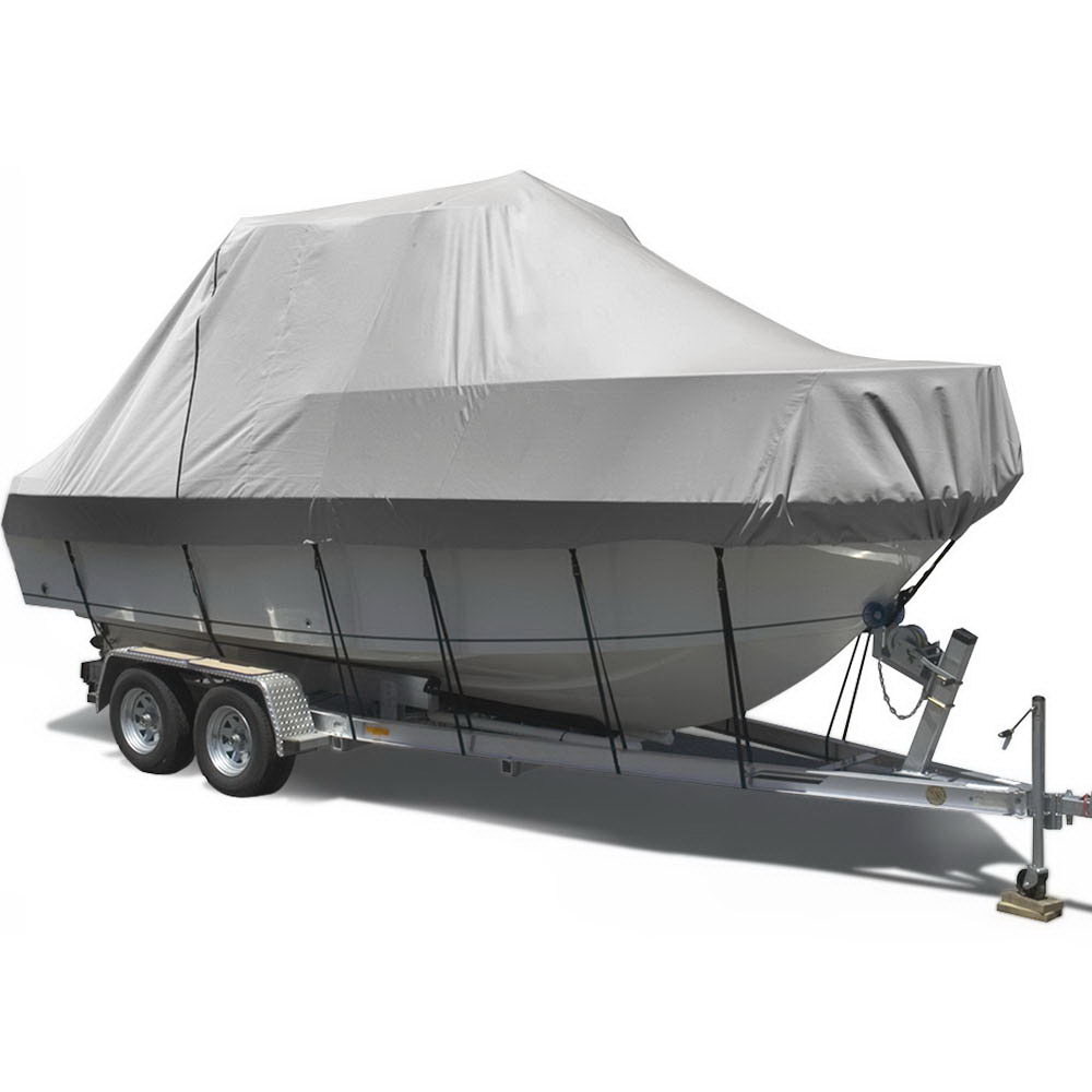 TJBC-2527-GR-9880-00 Seamanship Boat Cover 25-27ft Trailerable Jumbo Marine 600D Heavy Duty Grey - Image 1
