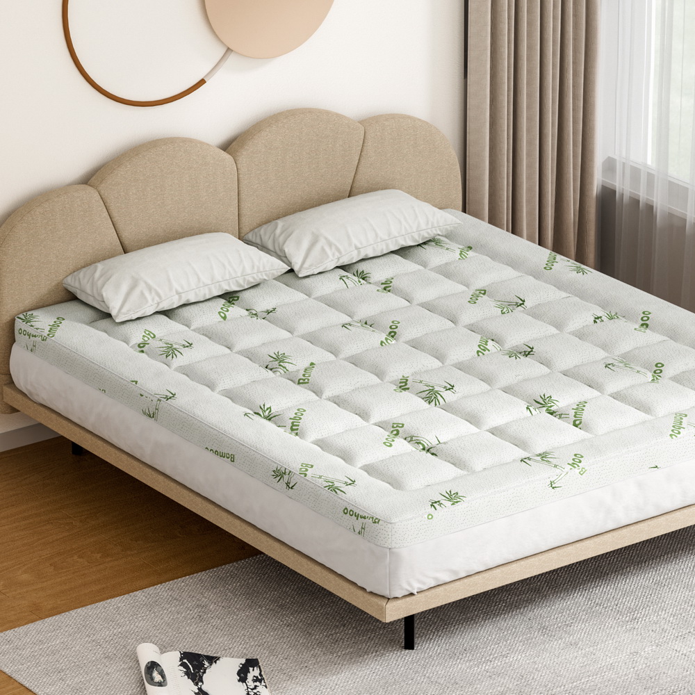 TOPPER-BAM75-K-194985-04 Giselle Bedding Mattress Topper Pillowtop Bamboo 7.5cm King - Image 1