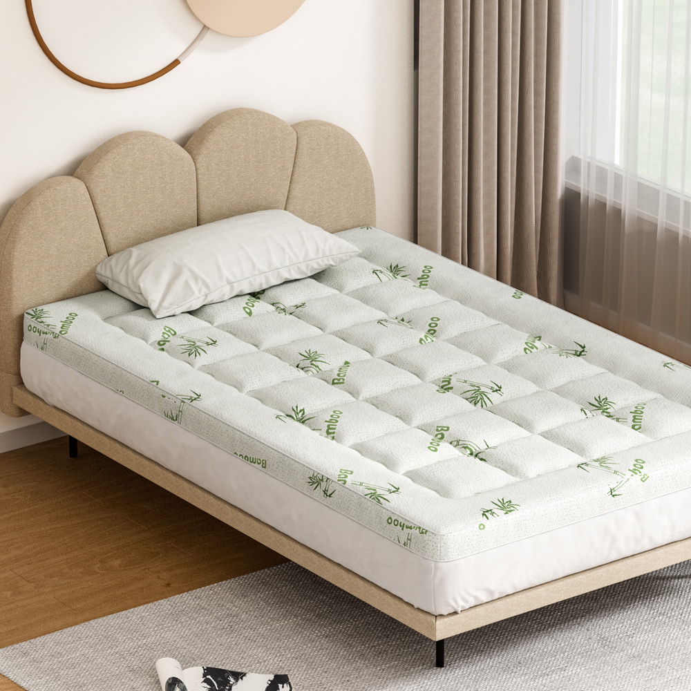 TOPPER-BAM75-KS-194984-04 Giselle Bedding Mattress Topper Pillowtop Bamboo 7.5cm King Single - Image 1