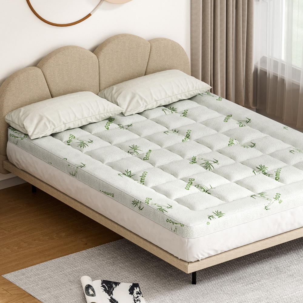 TOPPER-BAM75-Q-194986-04 Giselle Bedding Mattress Topper Pillowtop Bamboo 7.5cm Queen - Image 1