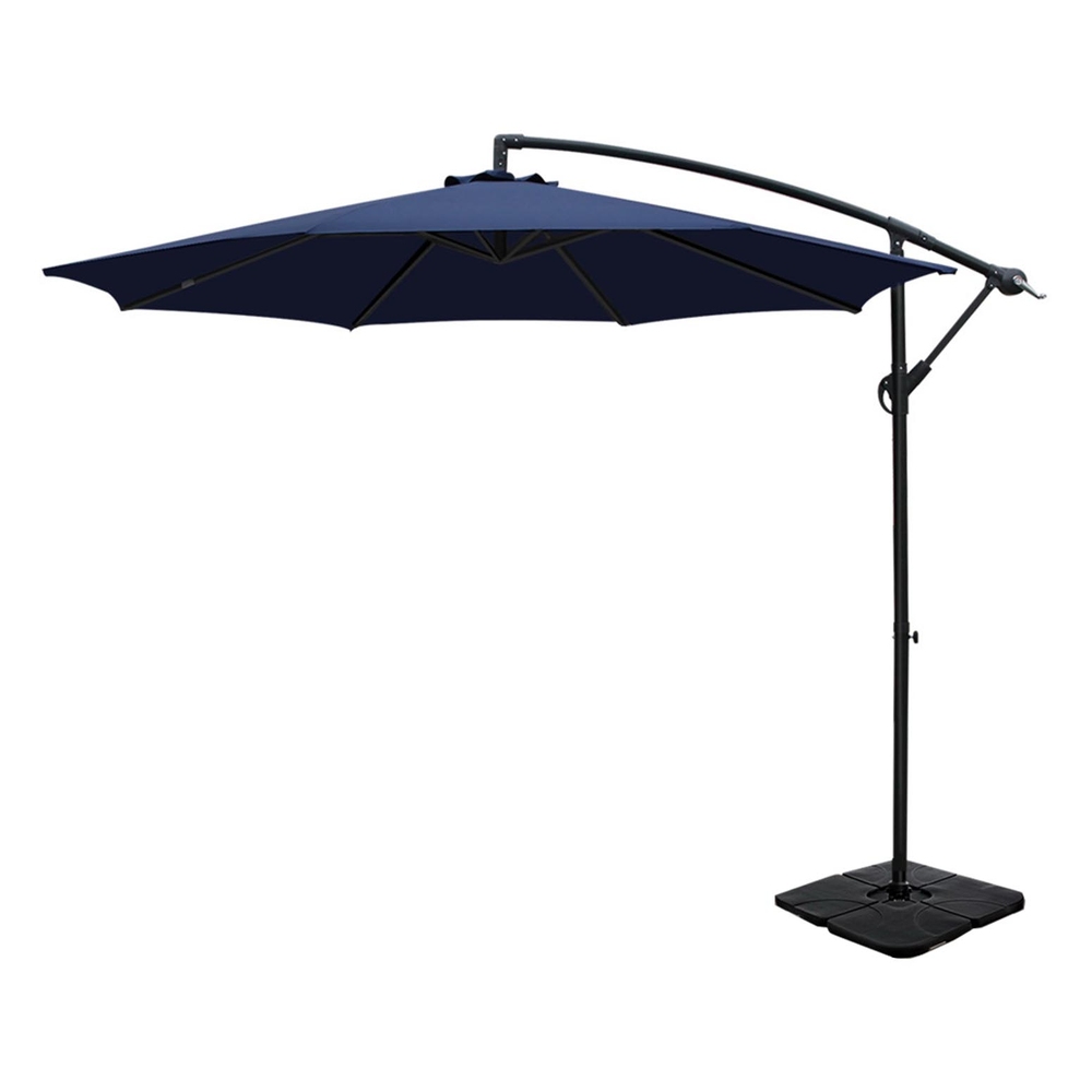 UMB-BAN-50N-COM-NA-186237-00 Instahut 3m Umbrella w/Base Outdoor Cantilever Beach Garden Patio Parasol Navy - Image 1