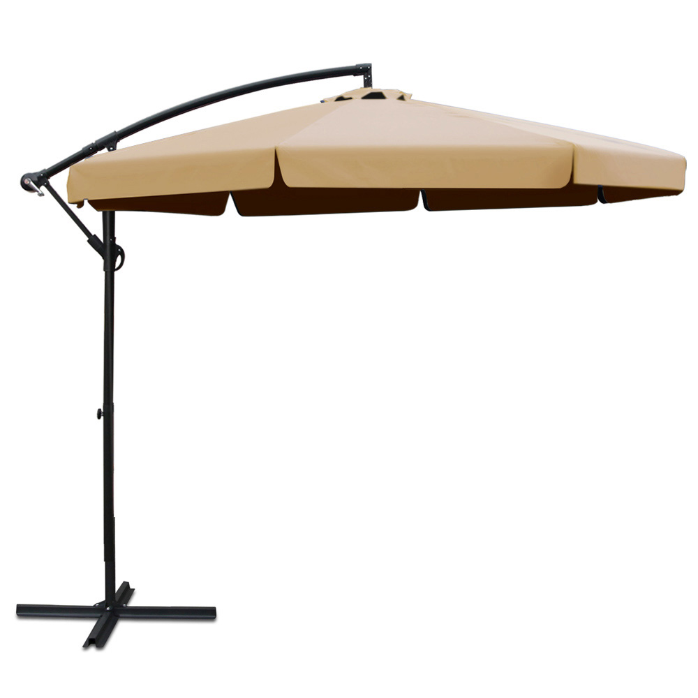 UMB-BAN-F-8RIB-BG-00 Instahut 3m Outdoor Umbrella Cantilever Garden Beach Patio Beige - Image 1