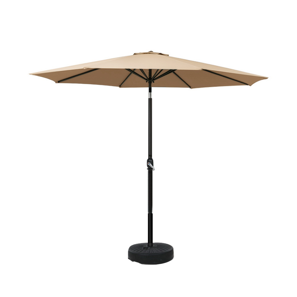 UMB-POLE-27-TIL-BASE-BG-73337-00 Instahut 2.7m Outdoor Umbrella w/Base Pole Stand Garden Sun Beige - Image 1