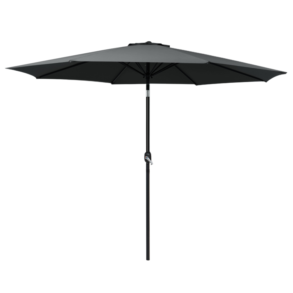 UMB-POLE-3-TIL-BK-00 Instahut 3m Outdoor Umbrella Beach Pole Garden Patio Tilt Black - Image 1