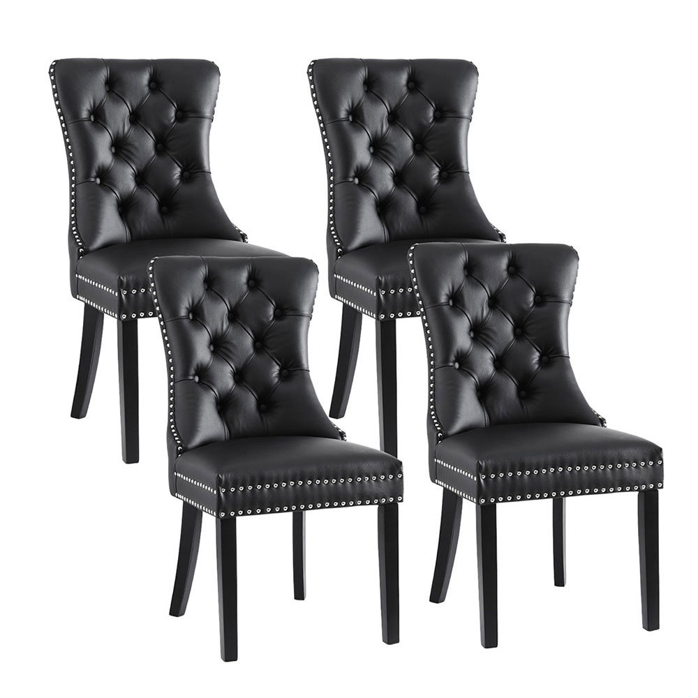 UPHO-C-DIN-1061-BKX4-202505011204-00 1 Set of 4 Artiss Dining Chairs Black Leather - Image 1
