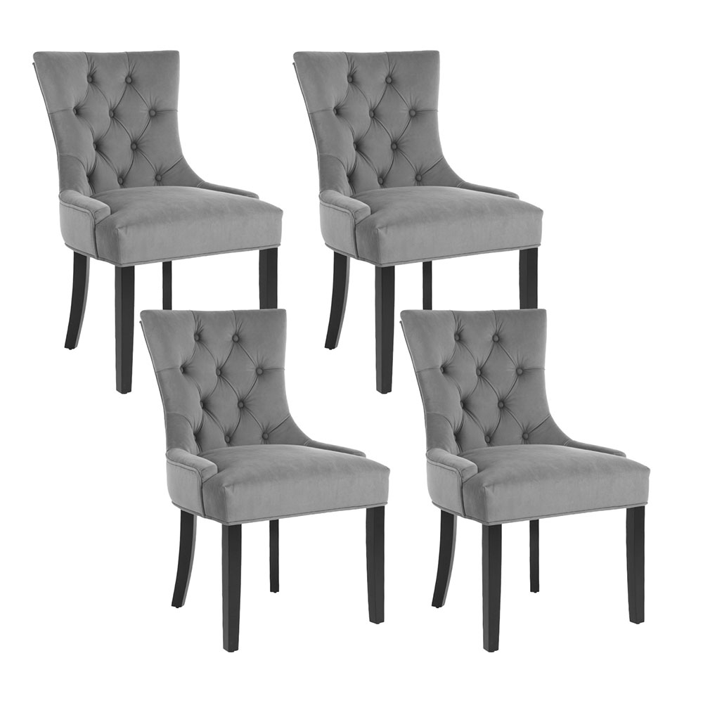 UPHO-C-DIN470-VEL-GYX4-202504171504-00 Artiss Dining Chairs Set of 4 Velvet French Provincial Grey - Image 1