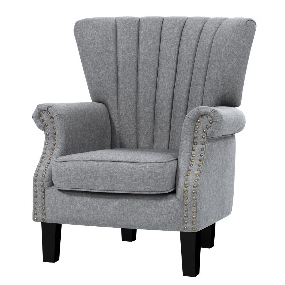 UPHO-C-EMPO-GY-18068-00 Artiss Armchair Wingback Grey Andrew - Image 1