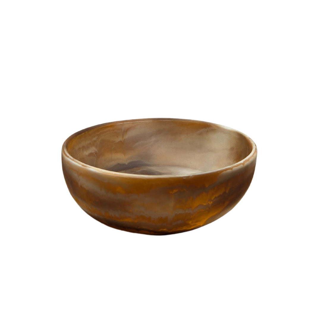 V1026-KLCMRDDA0028-202506231535-00 Halo Swirl Resin Serving Bowl – Latte- Marbled Decorative & Serveware Bowl - Image 1