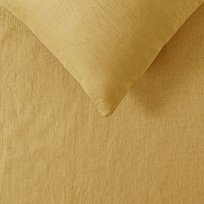 V107-86012-200534-00 French Linen Ochre Quilt Cover by Vintage Design Homeware Queen - Image 1