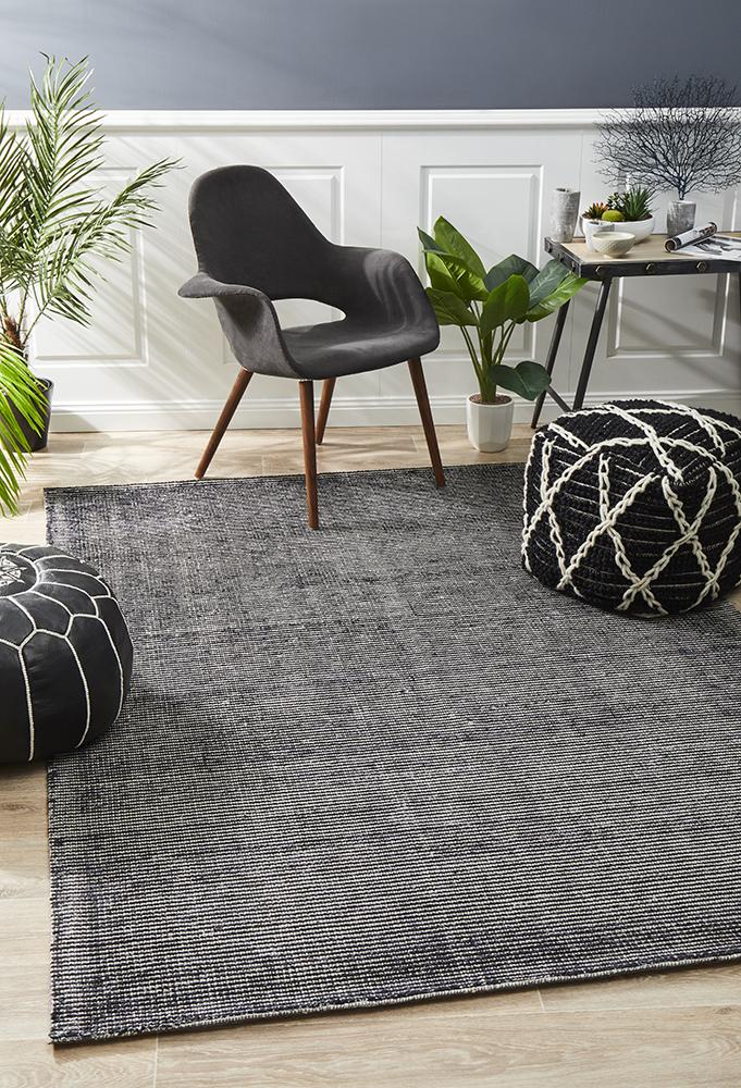 V107-ALU-BLACK-400X300-207003-00 Allure Black Cotton Rayon Rug by Rug Culture - 400x300CM - Image 1